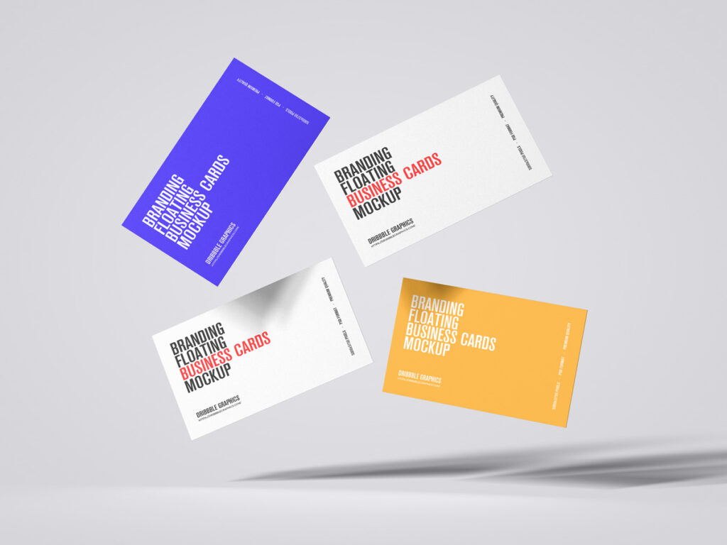 free premium floating business cards mockup design